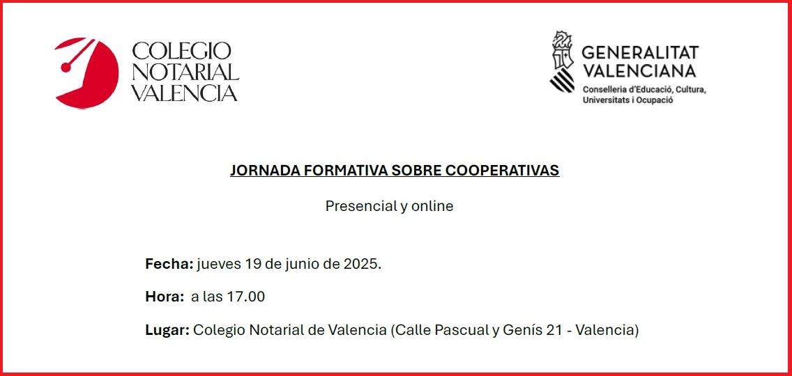 El Colegio Notarial de València acoge una jornada de divulgación sobre la fórmula cooperativa
